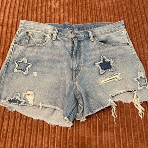 Light wash denim shorts